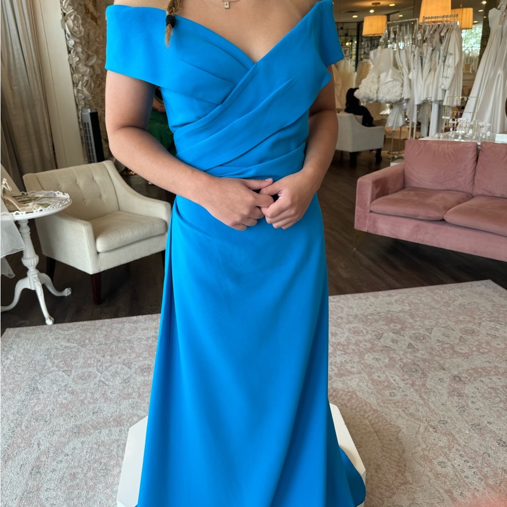 Chic Off-Shoulder Blue Gown